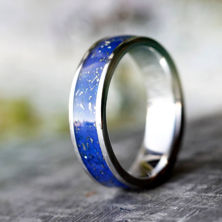 Blue Stardust Ring with 14k White Gold &Meteorite Shavings - Jewelry by ...