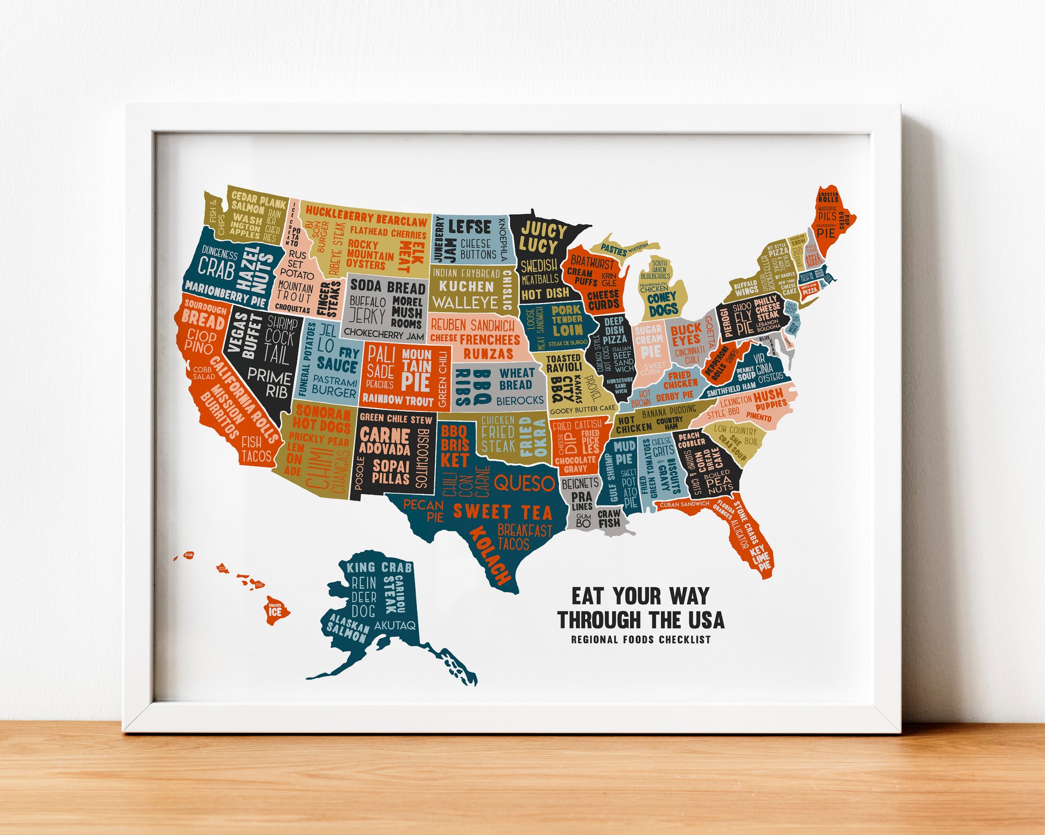 Scratch Off Usa Map Eat Your Way Through The Usa - Scratch Off Poster By Cascadia Modern