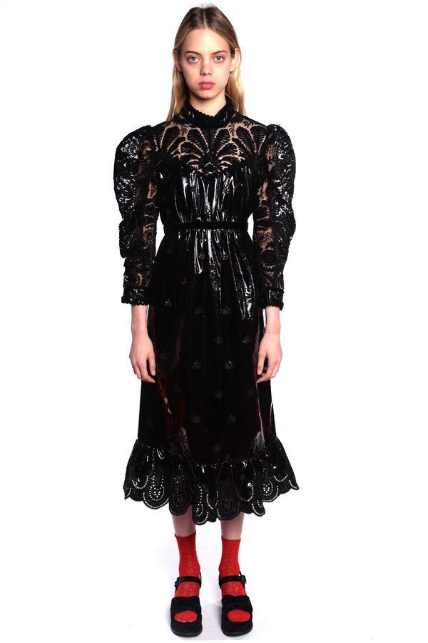 black lace and velvet dress