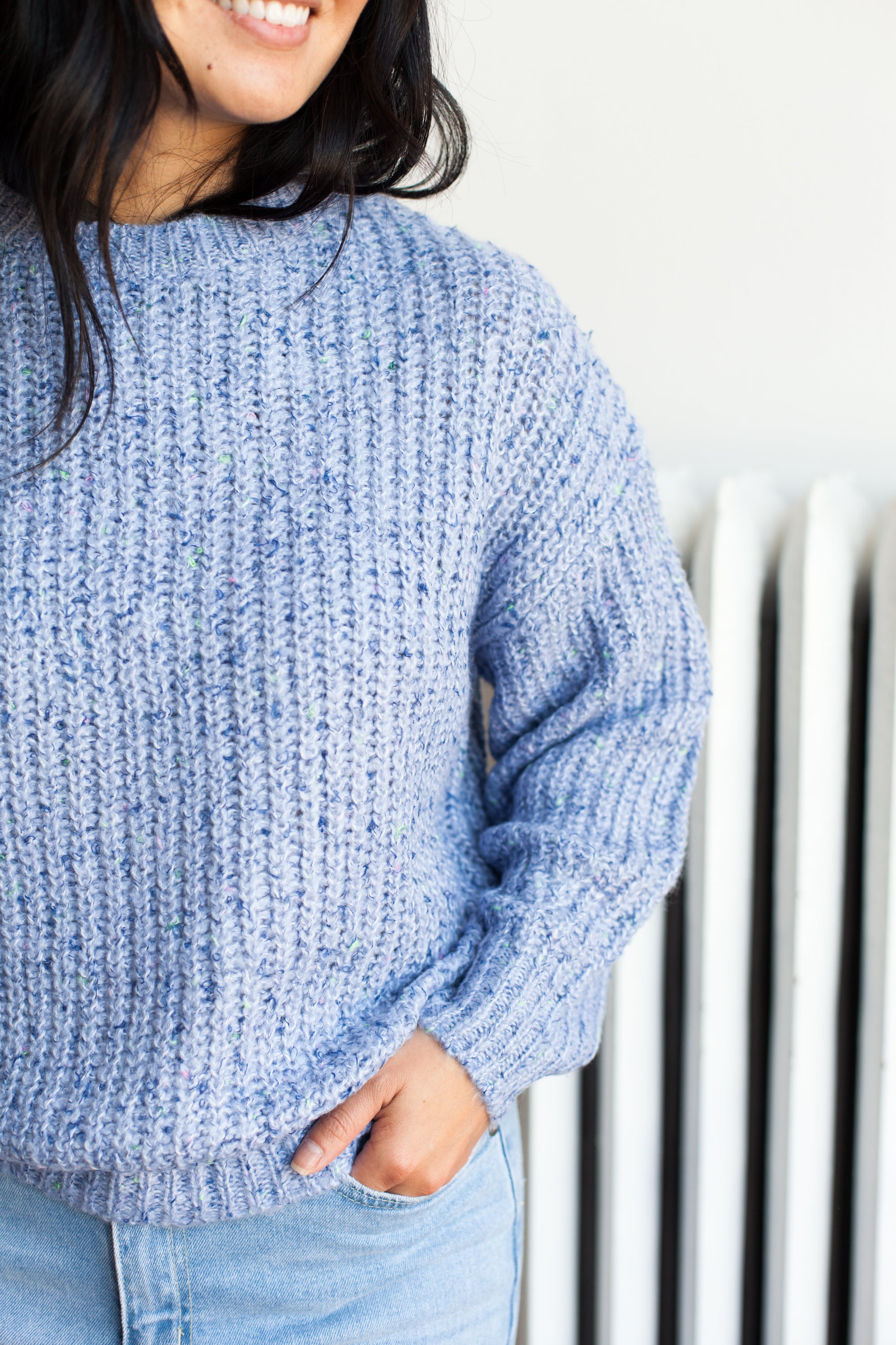 Mixed Business Sweater - Blue Ice