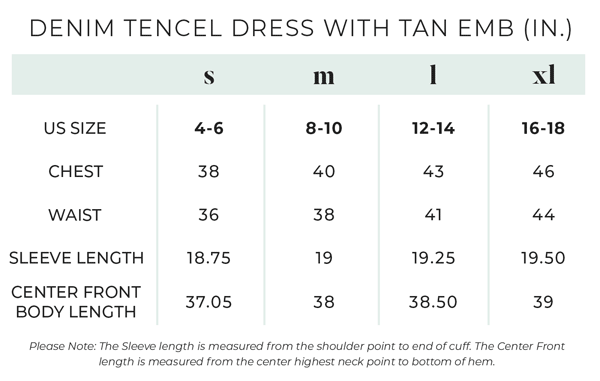 Denim Tencel Dress Fit Guide