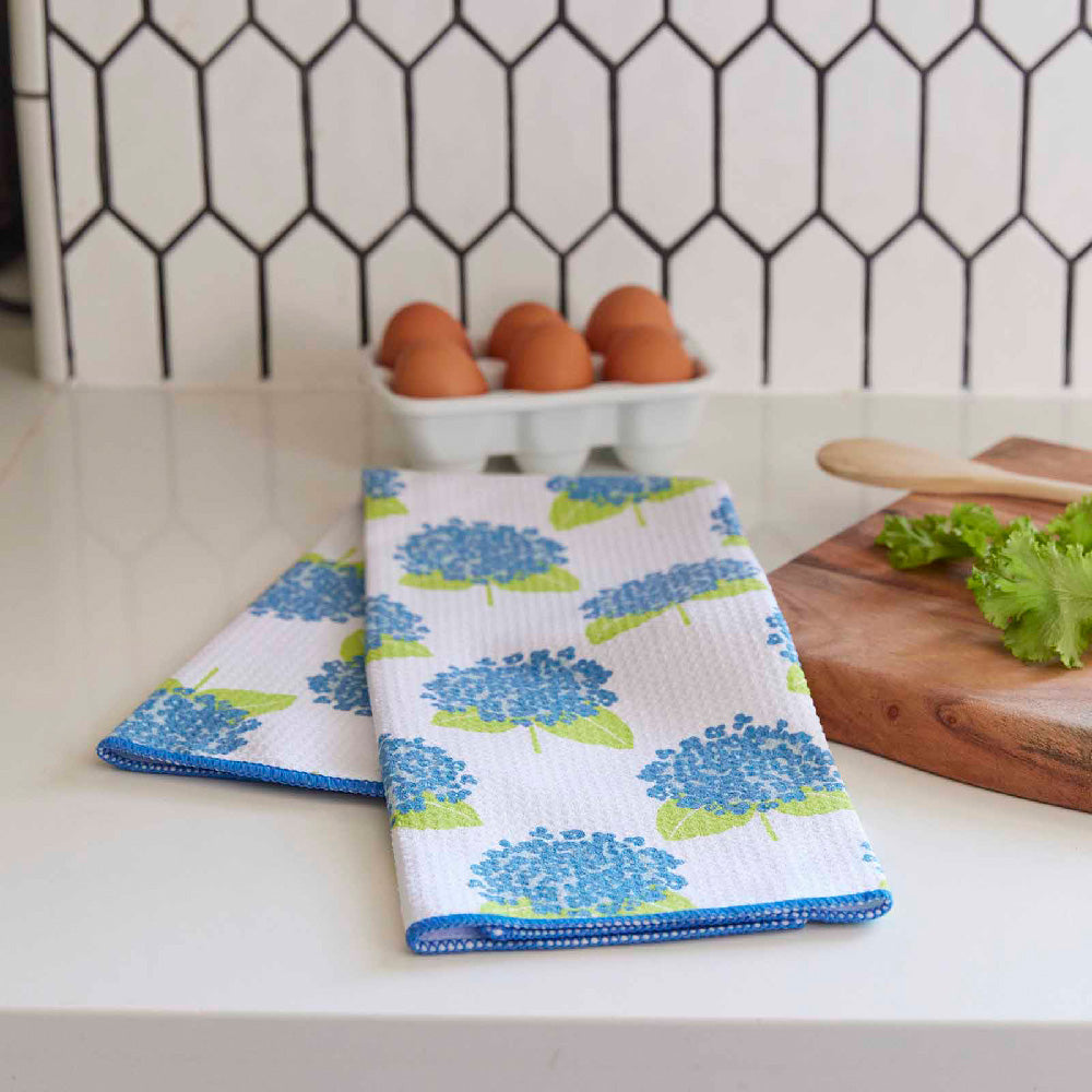 Pressed Petals Blu Kitchen Tea Towel