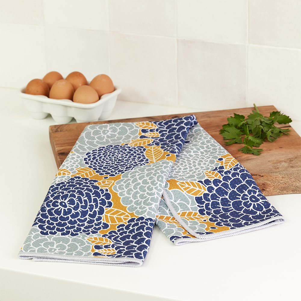 Lemon Slices Blu Kitchen Tea Towel – rockflowerpaper LLC