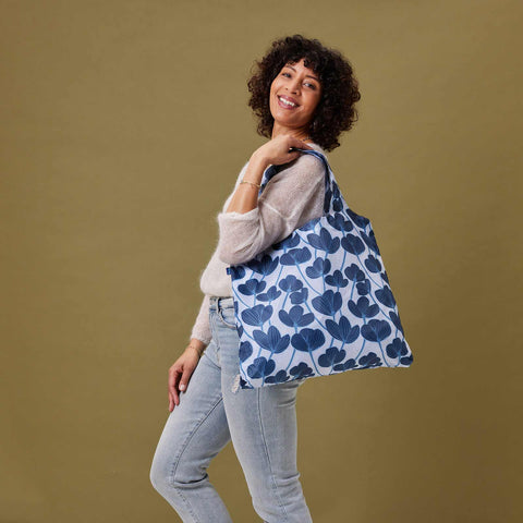 modern poppy reusable shopping bag