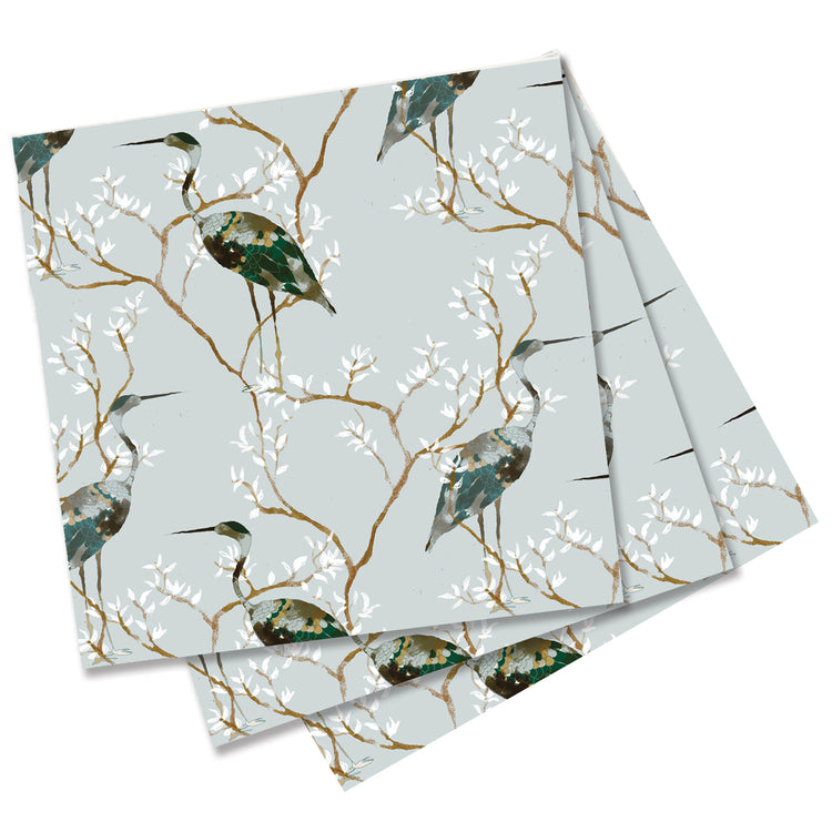 Chinoiserie Heron Paper Cocktail Napkins (Pack of 20) Paper Cocktail Napkin - rockflowerpaper
