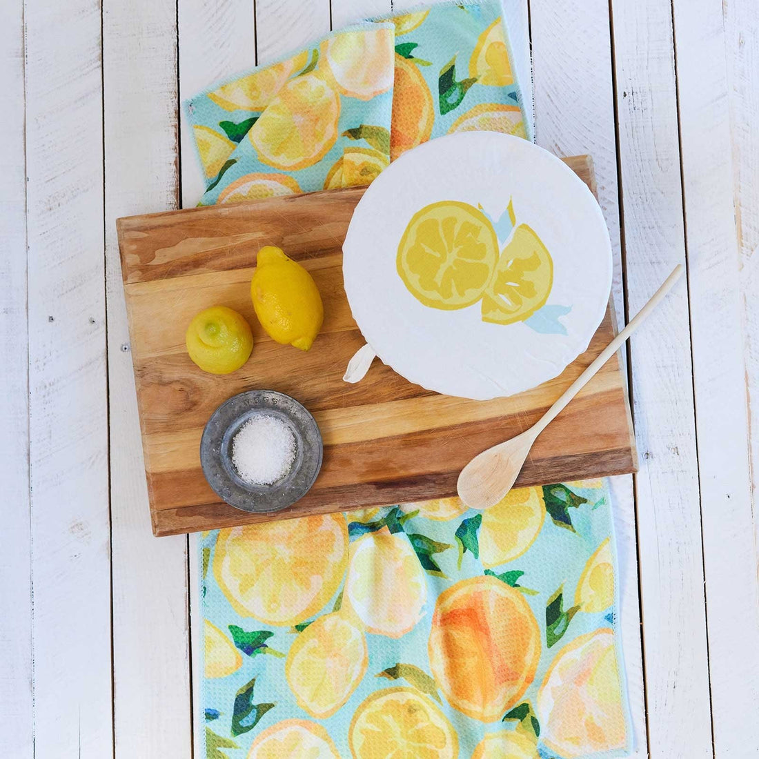 Lemon Slices Blu Kitchen Tea Towel – rockflowerpaper LLC