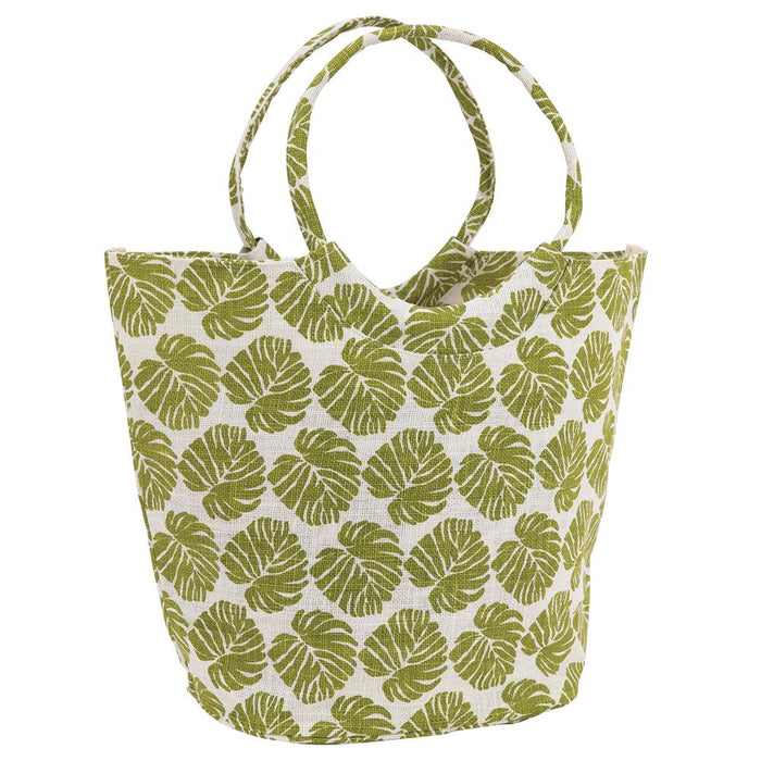 Monstera blu Jute Bucket Bag — rockflowerpaper LLC