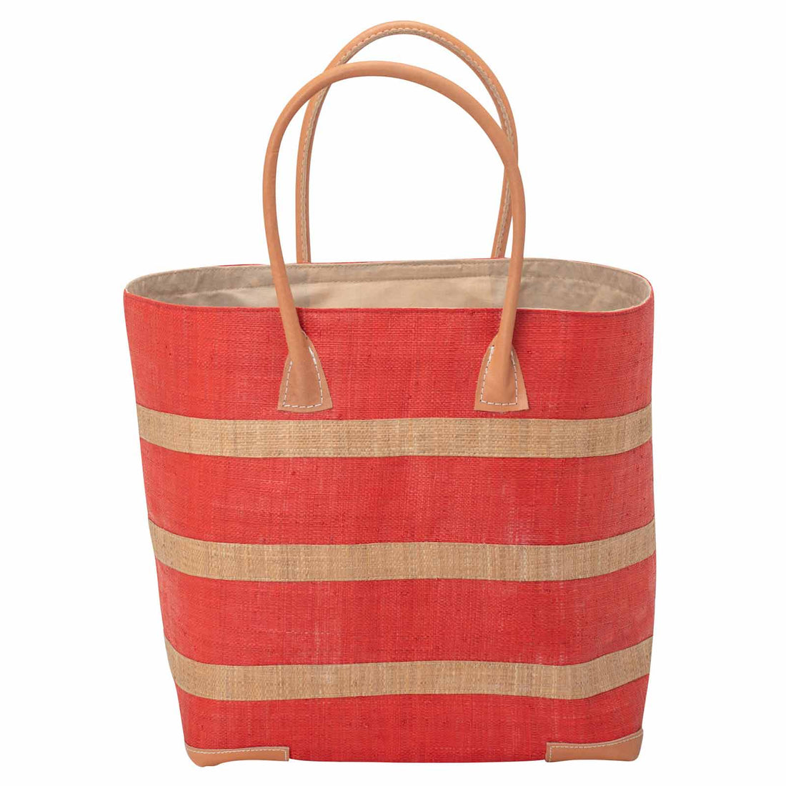 Confête - Newport Striped Fabric Handle Straw Bag