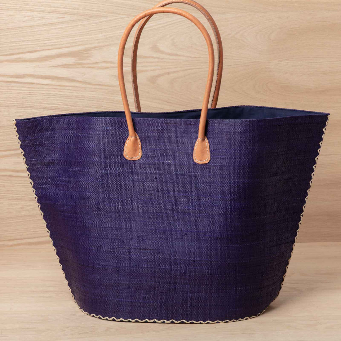 Raffia mini tote bag with leather handles