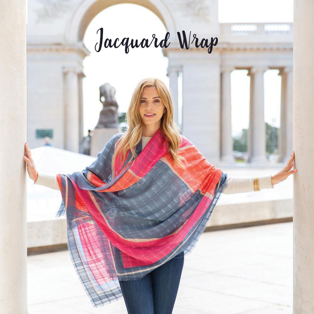 Jacquard Wrap or Scarf in Bauhaus Pink