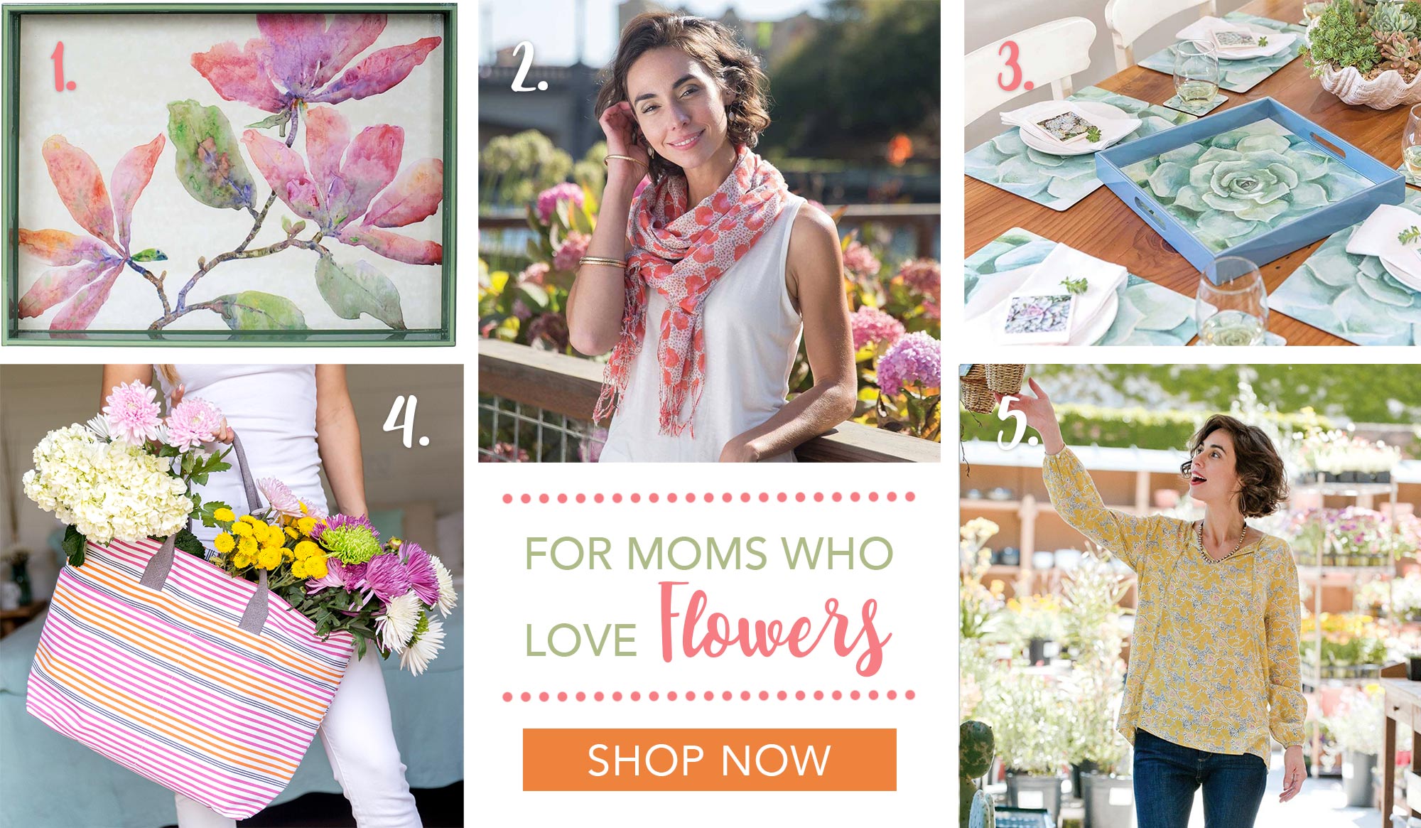 Beautiful gifts for mother's day - floral print scarves and flower art lacquer trays