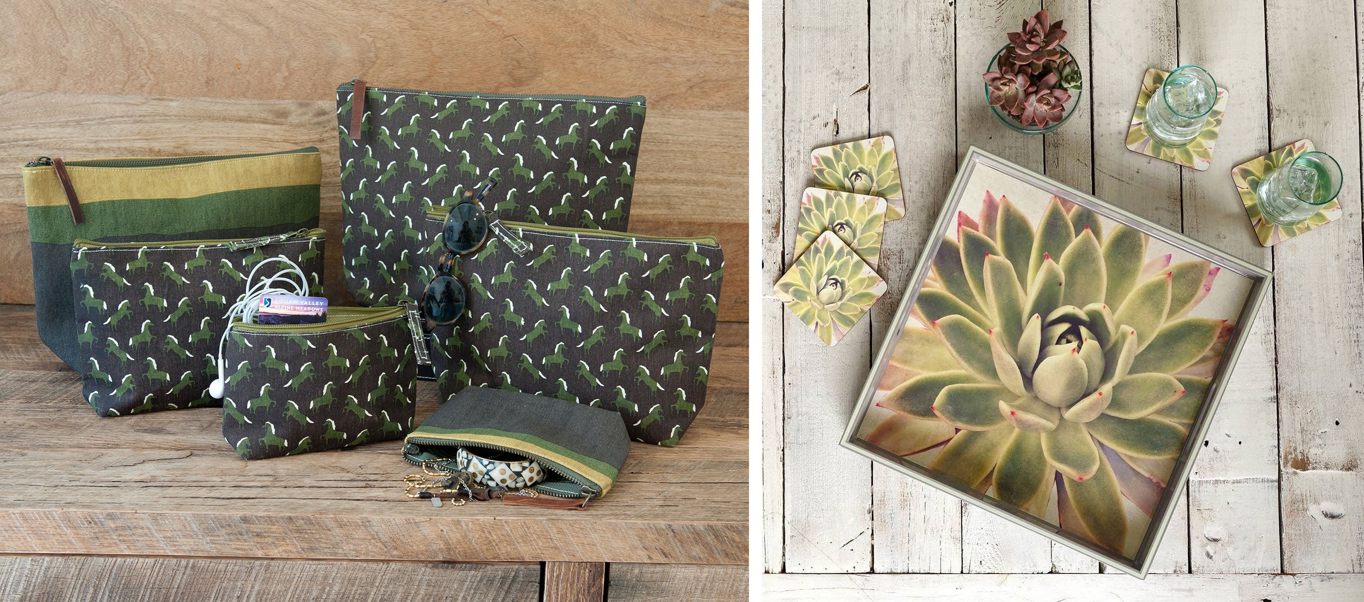 get organized for the new year with our stylish canvas zip pouches and lacquer trays