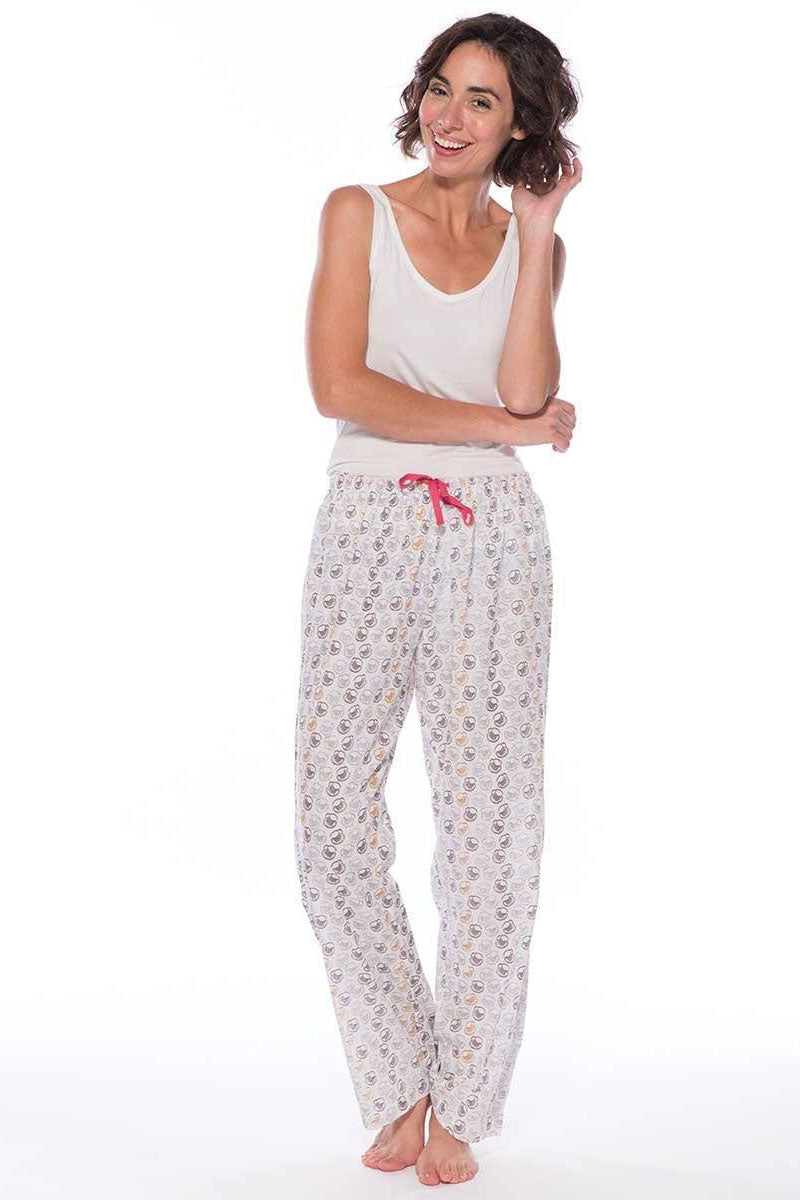 Cute cotton lounge pants with coffee cup print