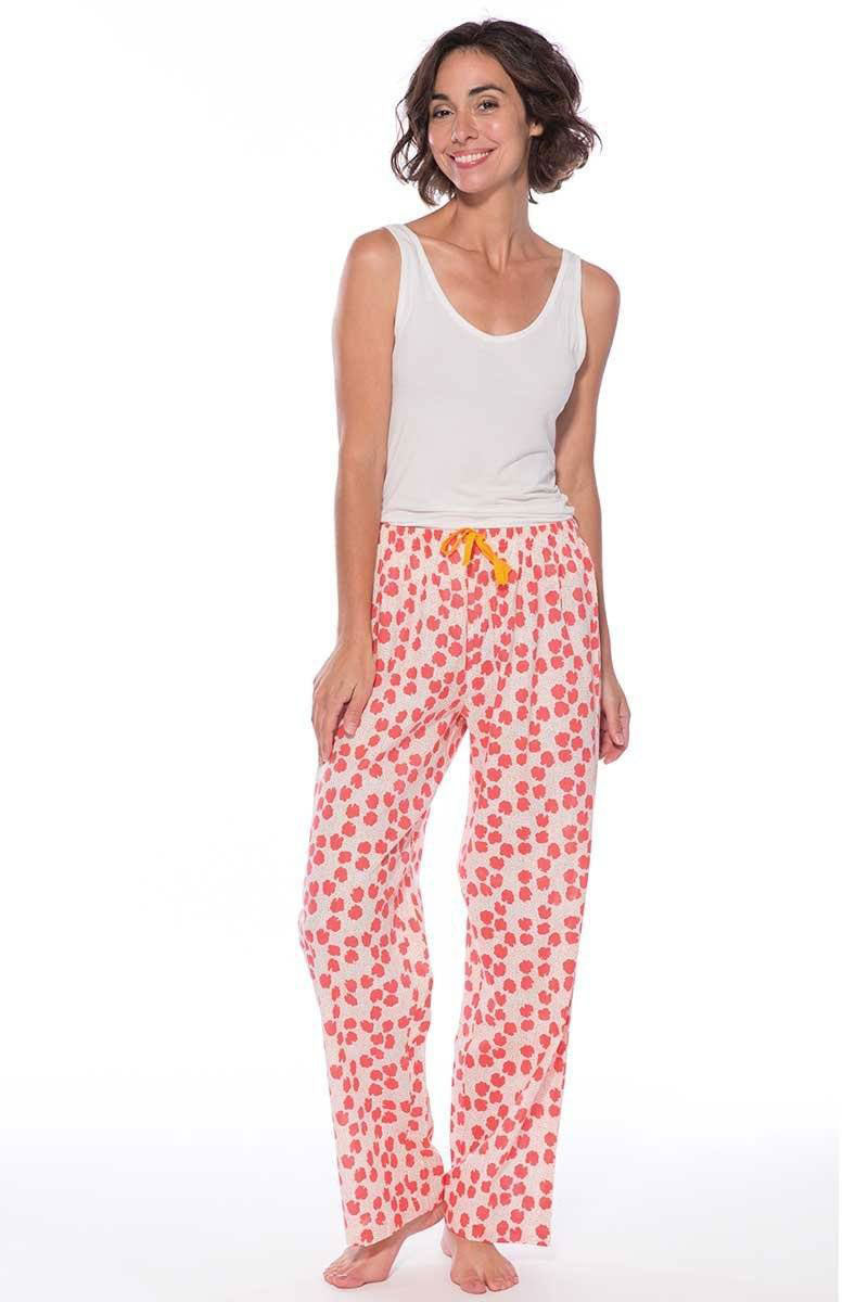 Cute cotton lounge pants in pink and white floral print