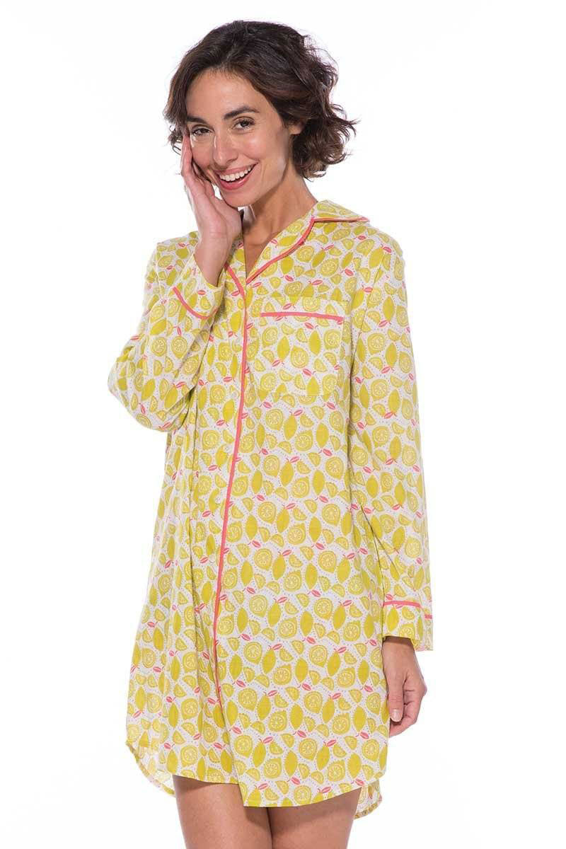 Sleep Shirt with Yellow Lemon Print