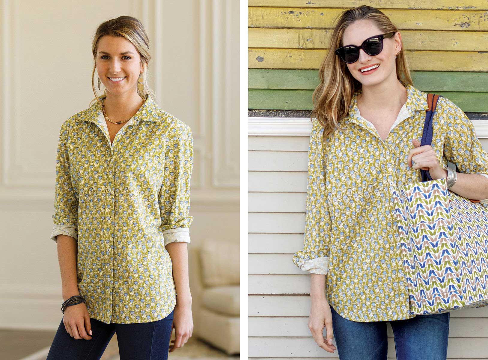 Harlow Olive Green Cotton Button Down Shirt - great for all seasons!