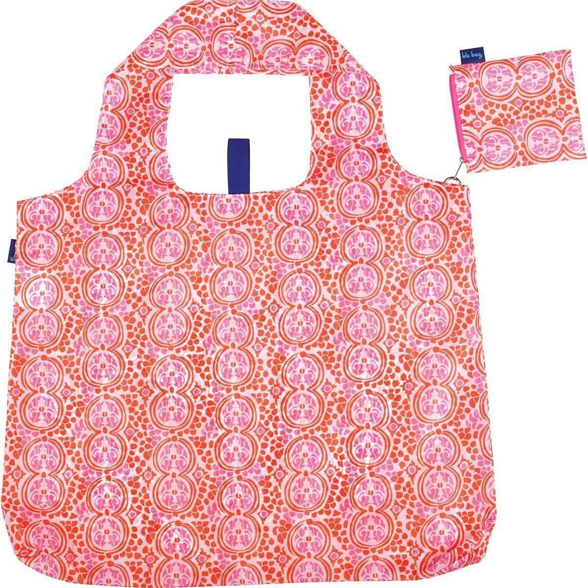 blu bag reusable shopping bag in pink and orange floral print