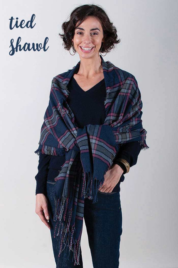 Wear a plaid scarf around your shoulders and tied in the front.
