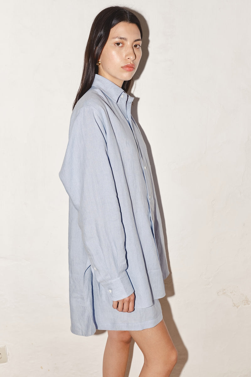 Sky Blue Linen Paul Blouse