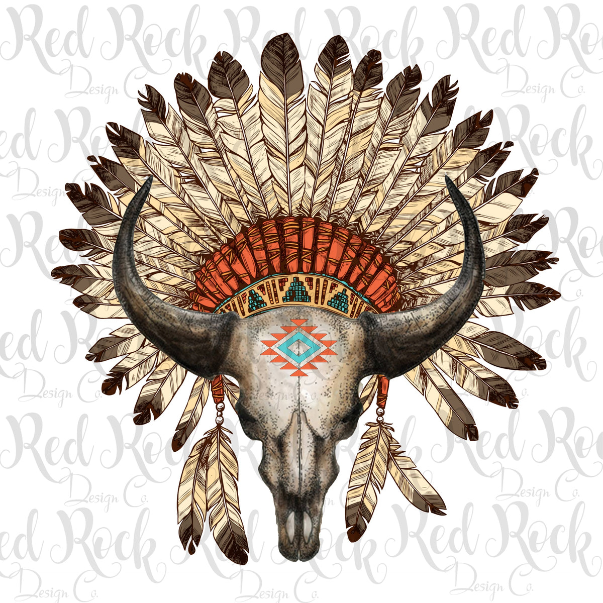 Skull & Headdress - Direct to Film – Red Rock Design Co.