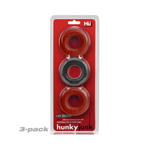 hünkyjunk HUJ3 C-RING 3-pack Red & Black Silicone+TPR