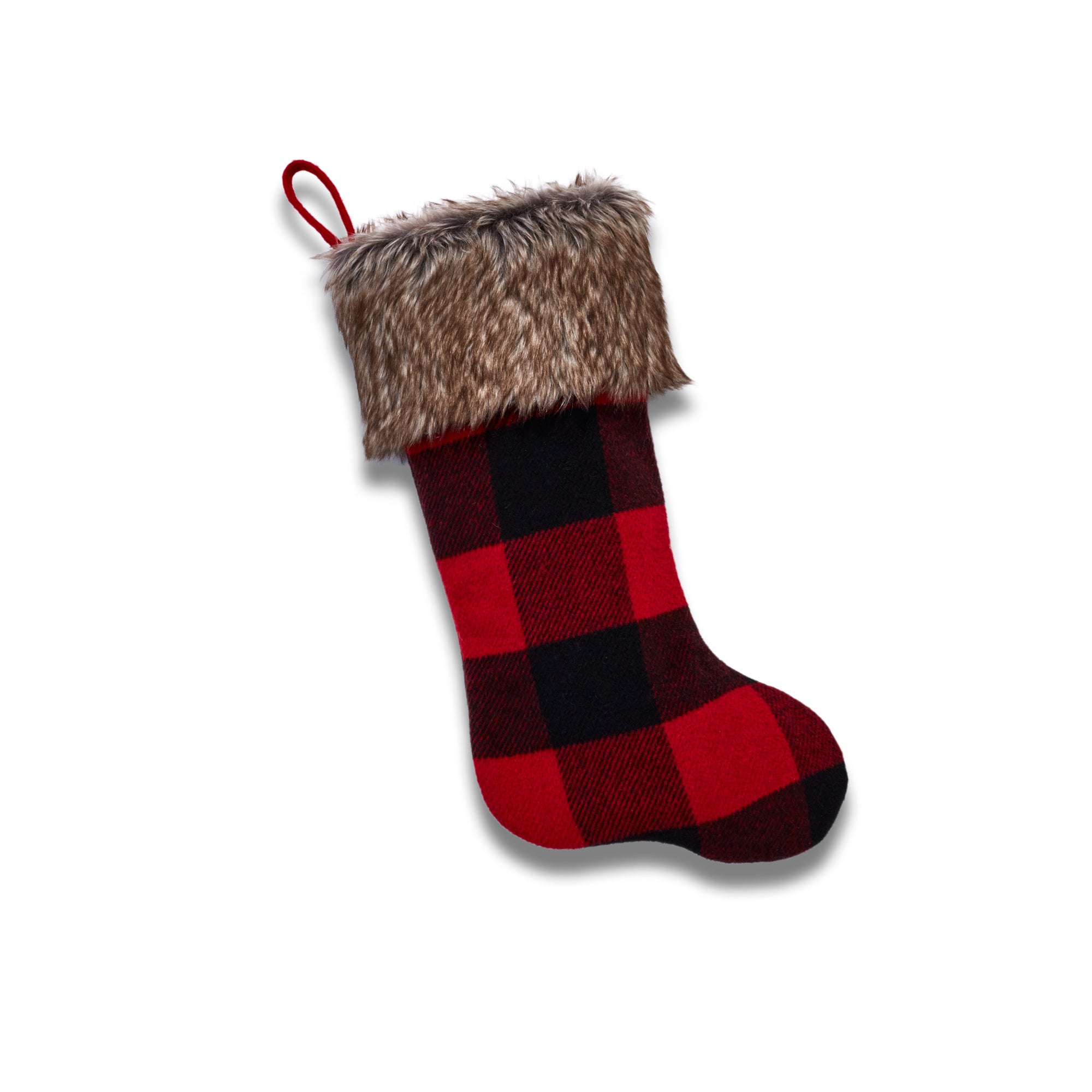 Cabin Blanket Stocking In Red And Black Browse Faux Fur