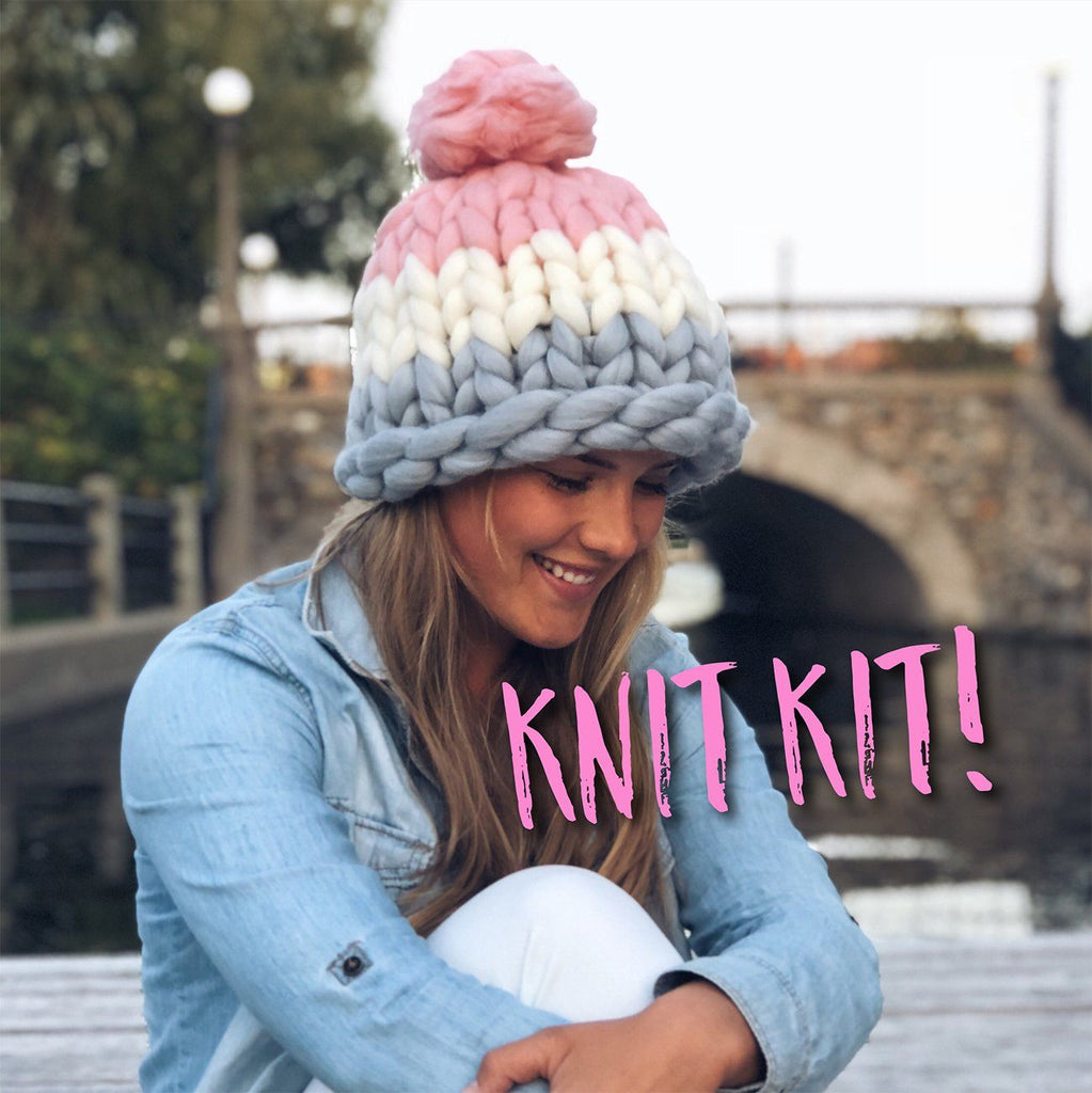 Super Chunky Three-Color Merino Beanie PATTERN – Pom Pom