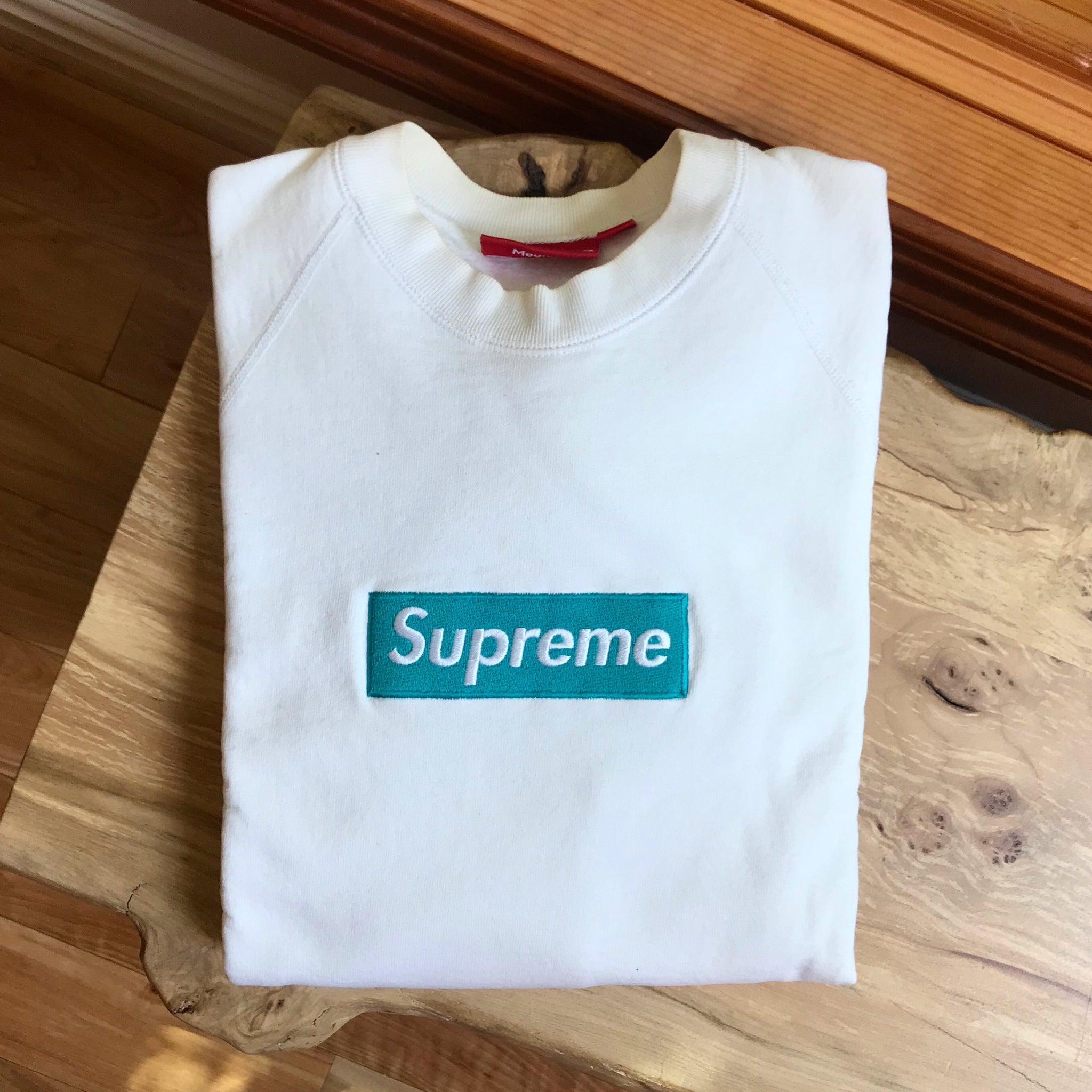 supreme teal box logo crewneck