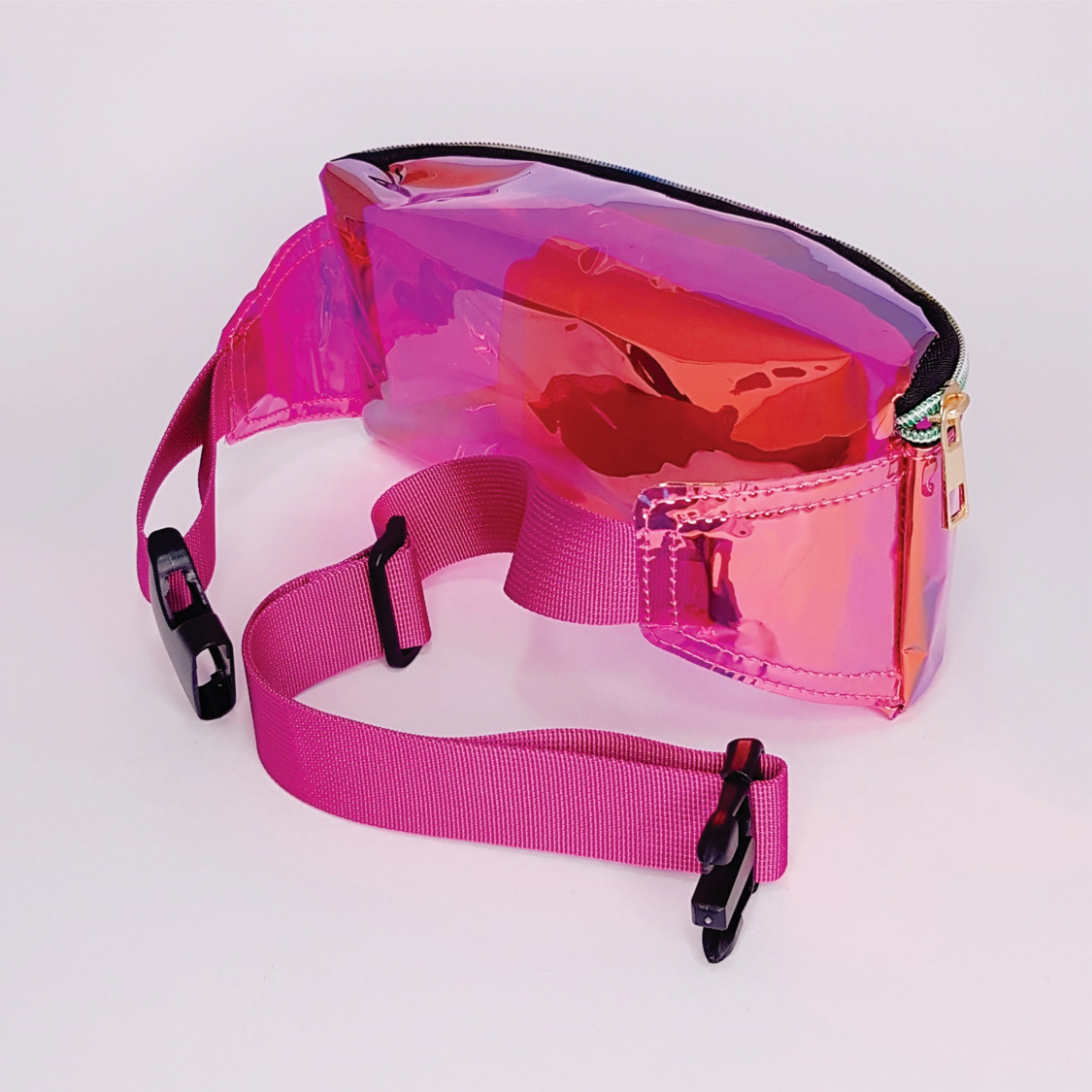 pink iridescent fanny pack