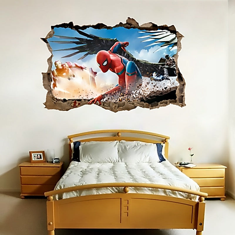 Spiderman Iron Man 3d Vinyl Mural Wall Art Two Sizes Available