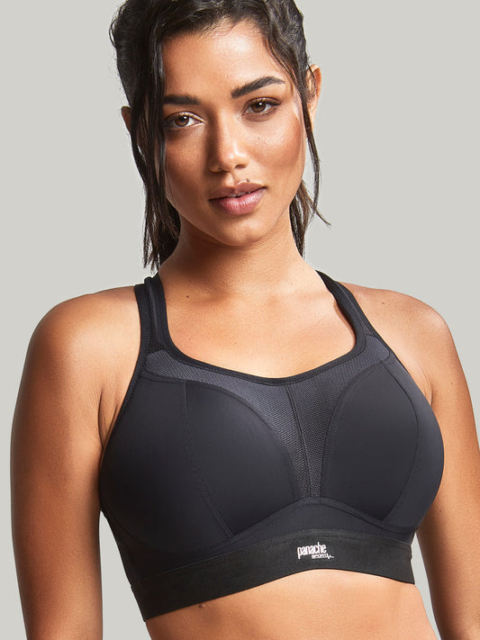 Panache Womens Plus-Size Non Wired Sports Bra, Black, 32H - Bass