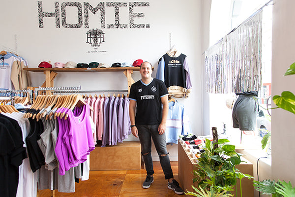 Nick Pearce standing in the Homie store.