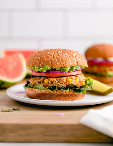 Vegie Burger with Quinoa + White Bean by The Simple Veganista