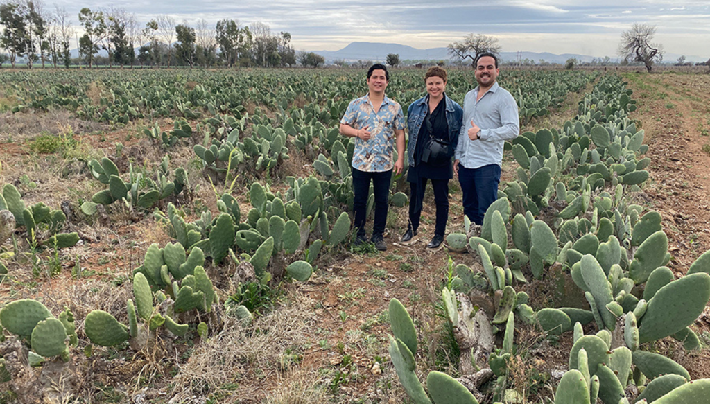 Sans Beast founder Cathryn with Desserto founders Adrian Lopez Velarde and Marte Cazare