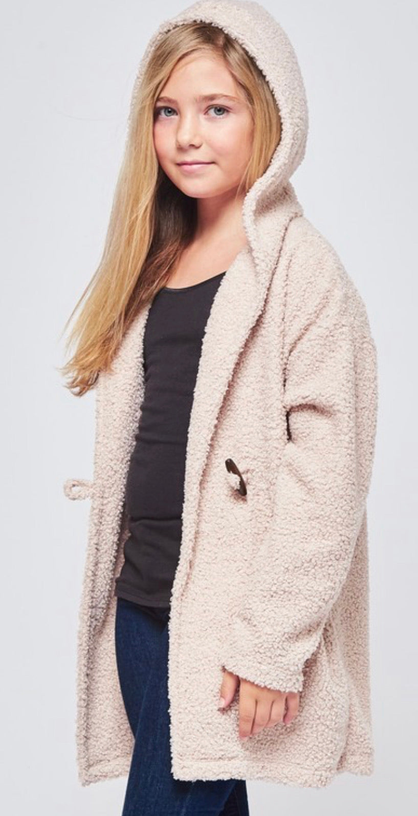 hooded fuzzy cardigan