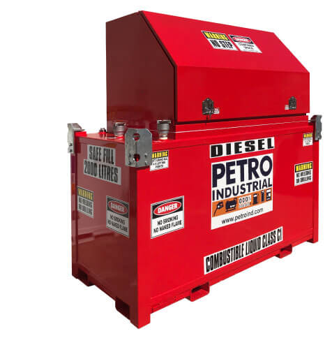 Custom fitted and painted Cube Fuel Storage Tank from PETRO Industrial