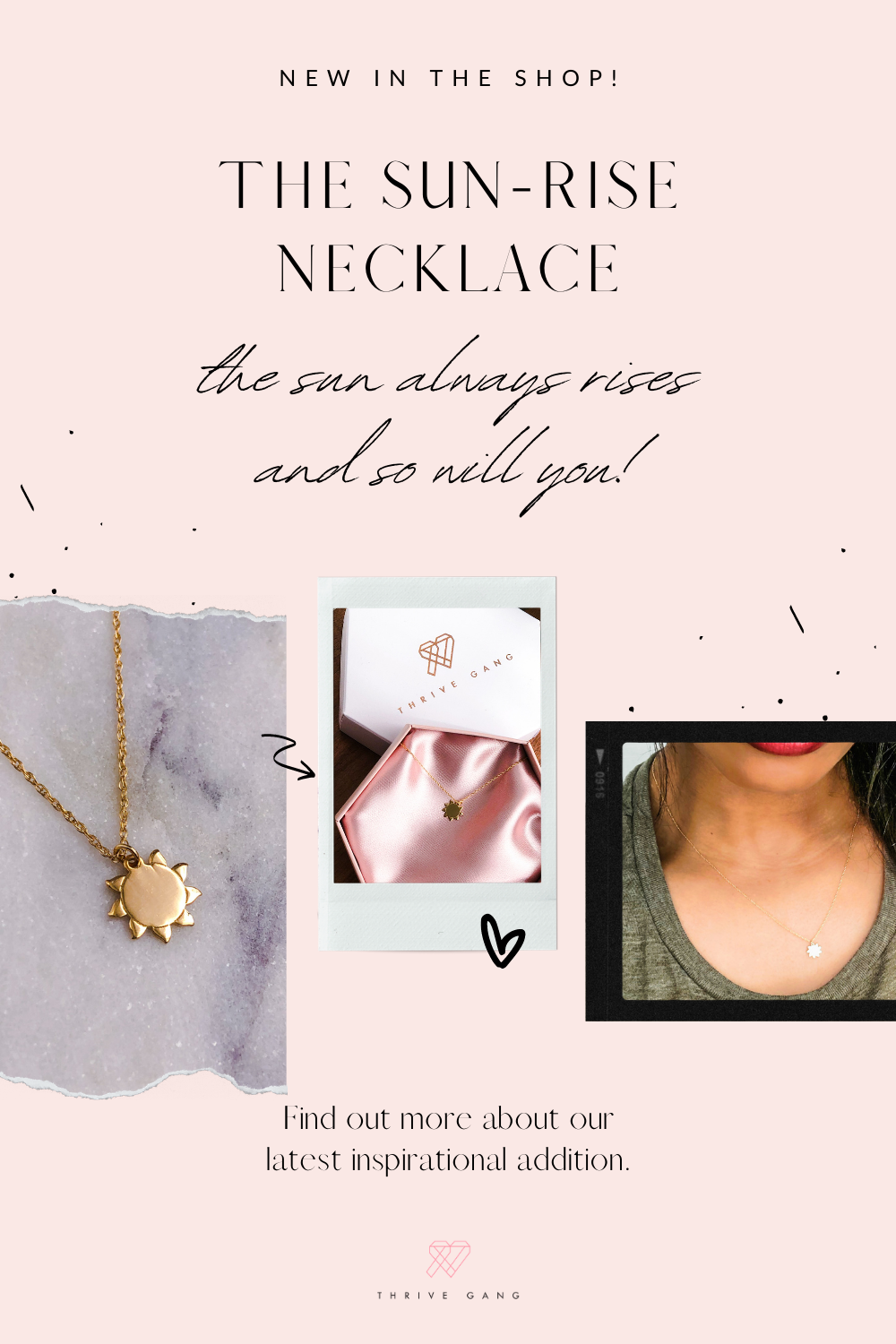 14k Solid Gold Pendant necklace. The will always rises and so will you. No matter where you are on your breast cancer journey we believe you will over come and thrive.