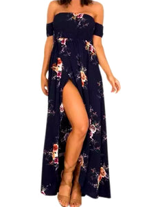 Boho Off Shoulder Floral Dress- Plus Size