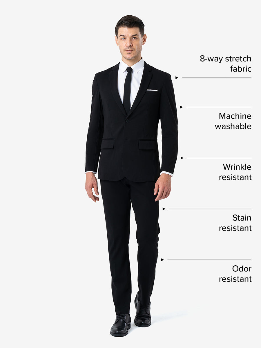 xSuit 4.0 Black | Super Stretch & Machine Washable Men's Suit