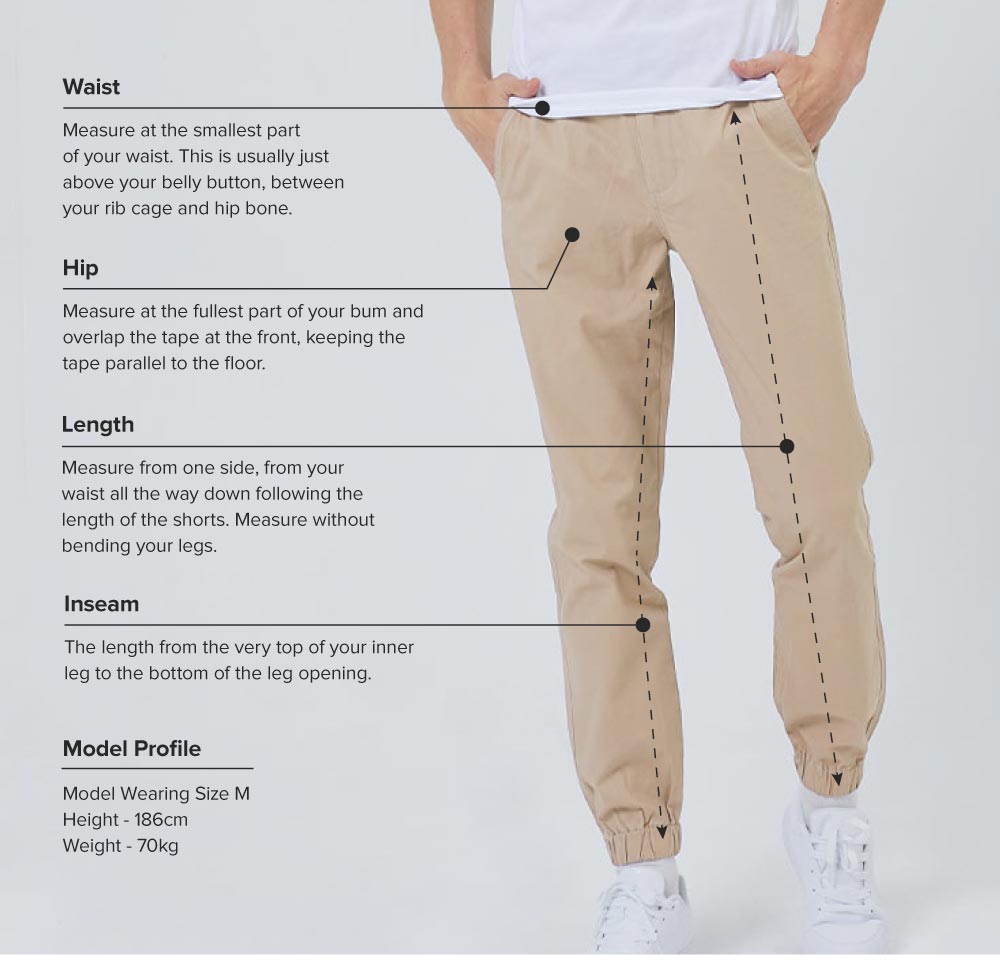 Size Chart - Jogger Pants 28