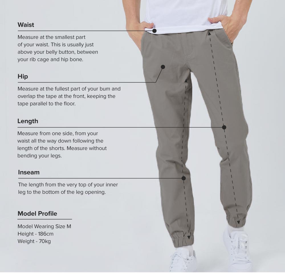 Size Chart - Jogger Pants 30
