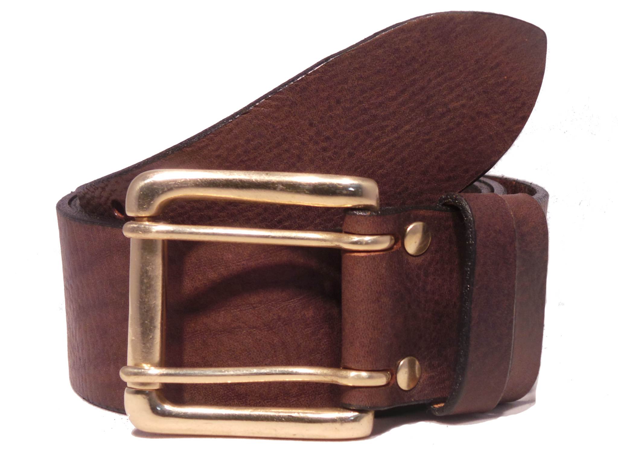 Retro Belt - Real Leather - Brass Buckle - Light Brown - Dark Brown -  ApolloBox