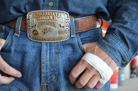 Casual black leather western inspired belt