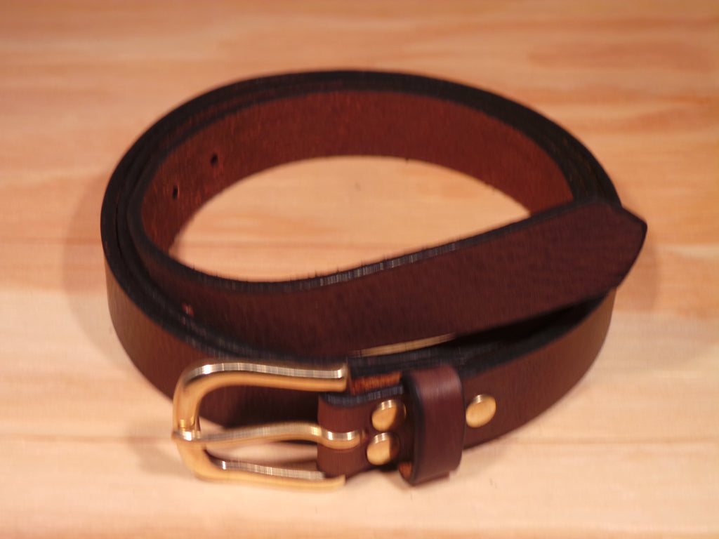 Brass Half Square 1 Inch 25mm Leather Belt | Dark Brown Handmade Belts ...