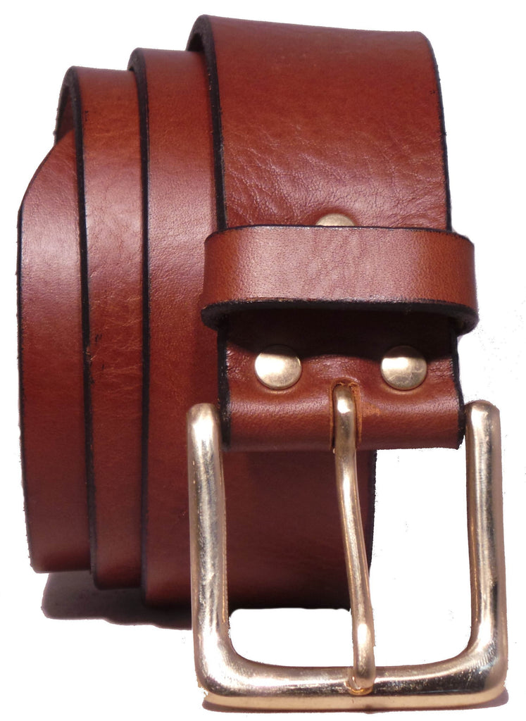 Buy Brown 1 3/4 Inch Leather Belt | Brass Half Square Buckle – Buckle ...