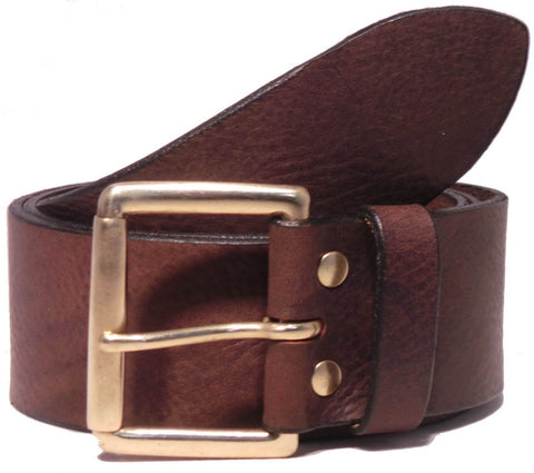 Brown 2 Inch Wide Full Grain Leather Belt