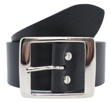 Silver Rectangle 2 Inch Leather Belt