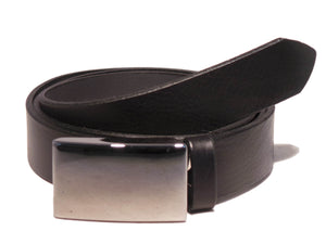 mens black belt with silver buckle