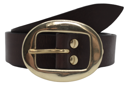 Brass Classic Oval 1 1/4 Inch Leather Belt | Men and Women's Belts ...