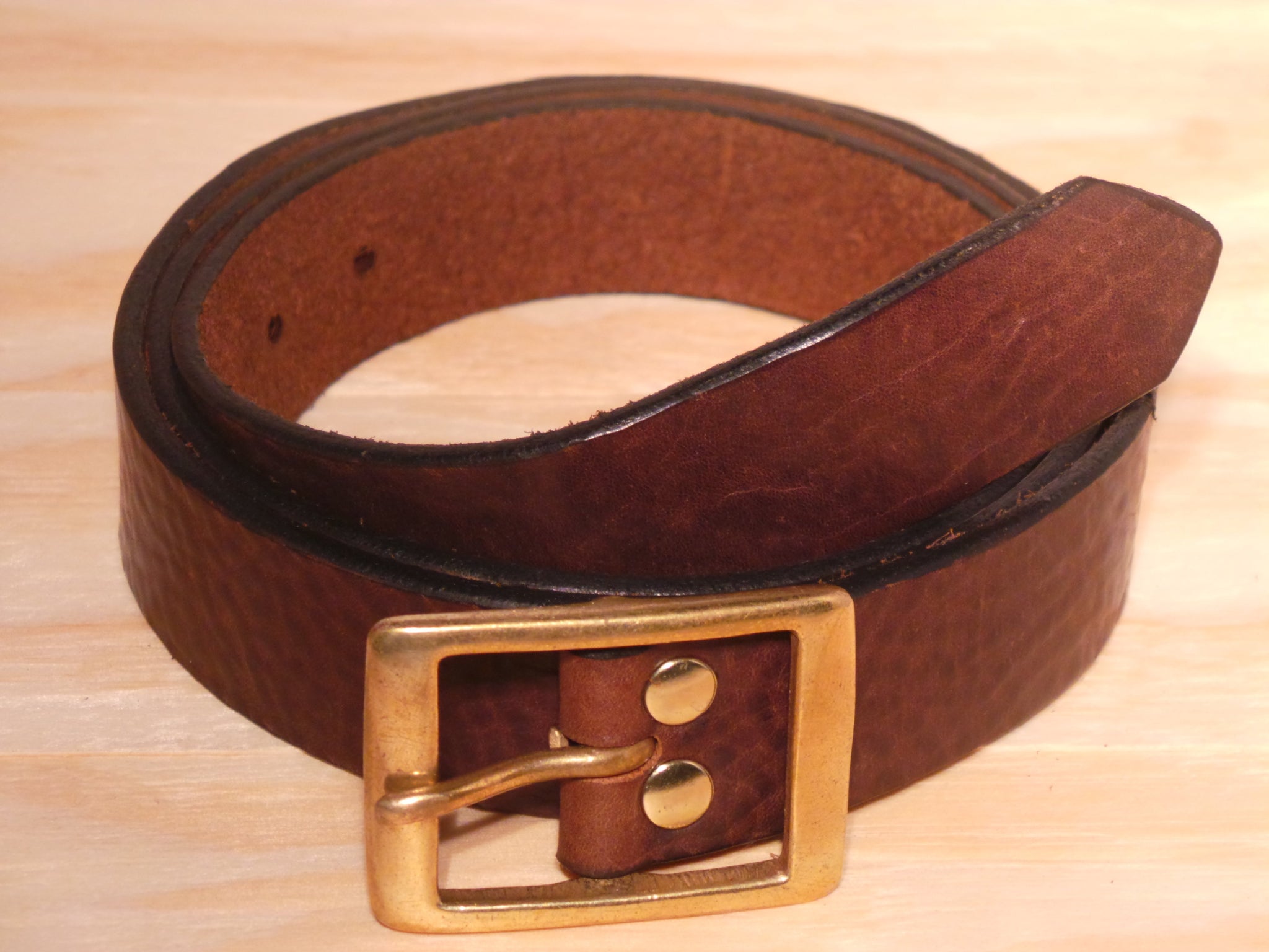 Brass Rectangle 1 1/4 Inch | Dark Brown Leather Jean Belt – Buckle My Belt